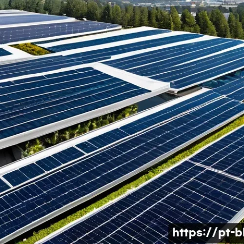 Home 32 건축산업기사와 에너지 절약형 건축 설계 - A modern industrial facility rooftop densely covered with sleek photovoltaic solar panels under a br...
