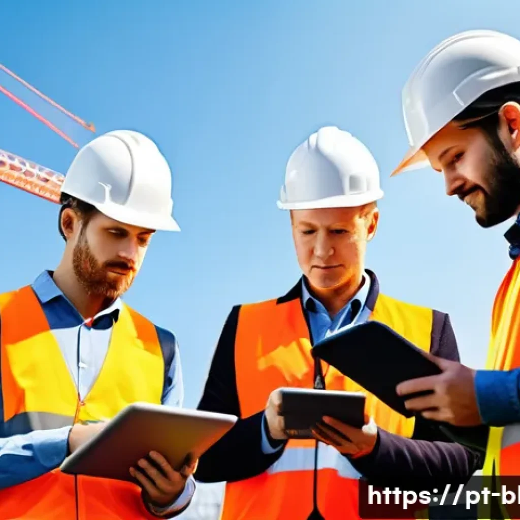 건축산업기사와 공정한 시공 프로세스 - A detailed construction site scene showing a diverse team of civil engineers, architects, and techni...