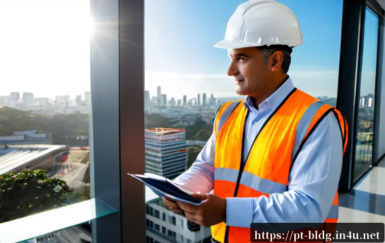 Home 17 건축산업분야에서의 경력 전환 성공 사례 - Photorealistic career transition success scene in a modern Brazilian construction office, a confiden...